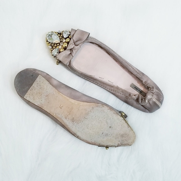 Miu Miu Crystal Bow Ballet Flats - Picture 3 of 3